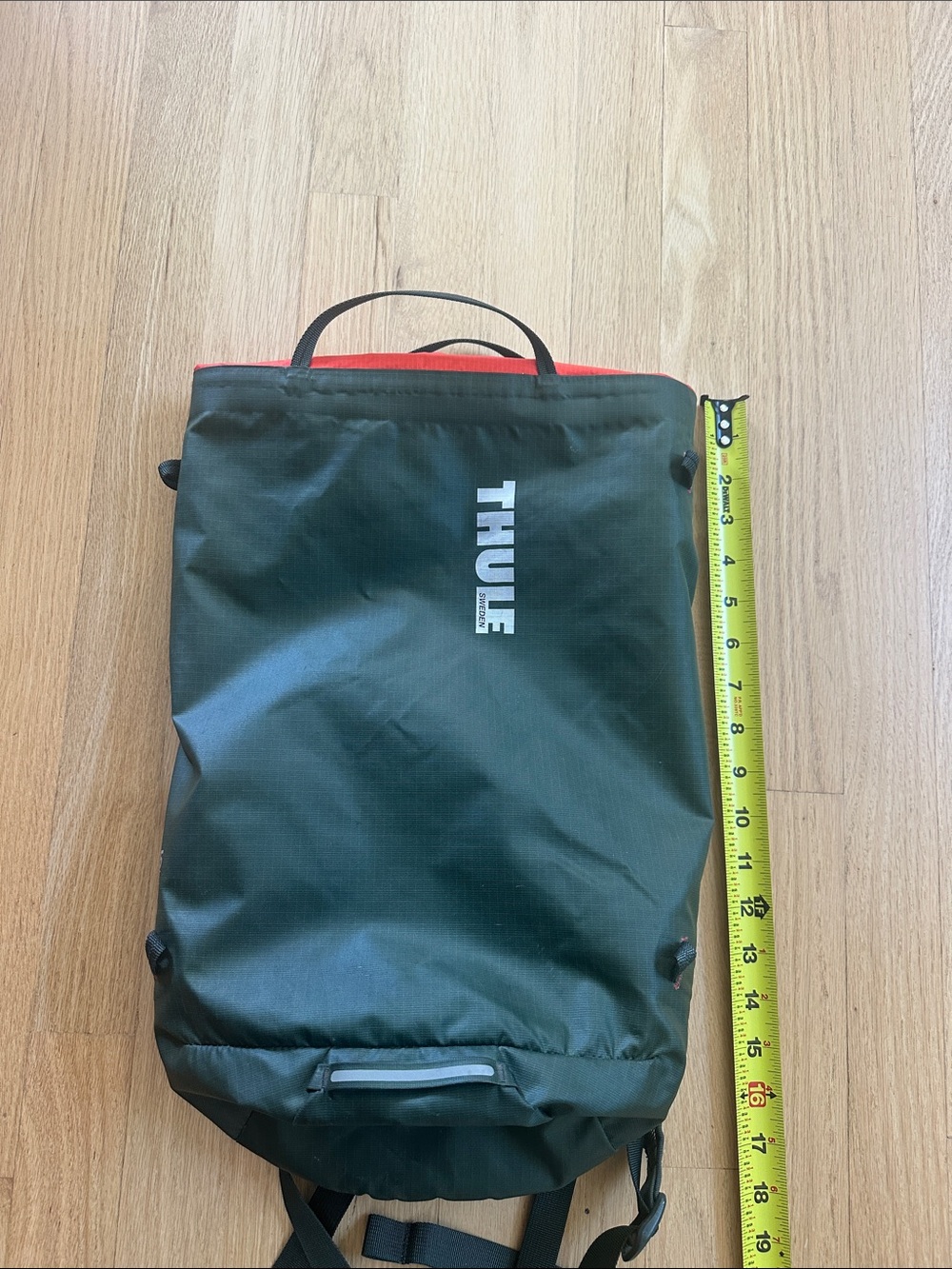Thule Olive Green Roll-Top Backpack with Orange Interior STIR15 - Picture 6 of 8